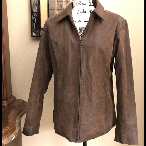 Dressy Brown Leather Jacket - Picture 1 of 3